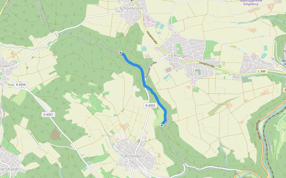 Schwarzenbachmühle - Hasenmerkle walking route map in Wildberg