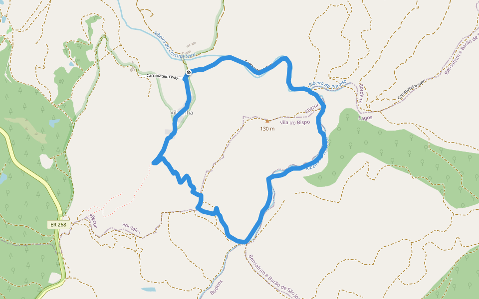Vilarinha walking route map in Vila do Bispo