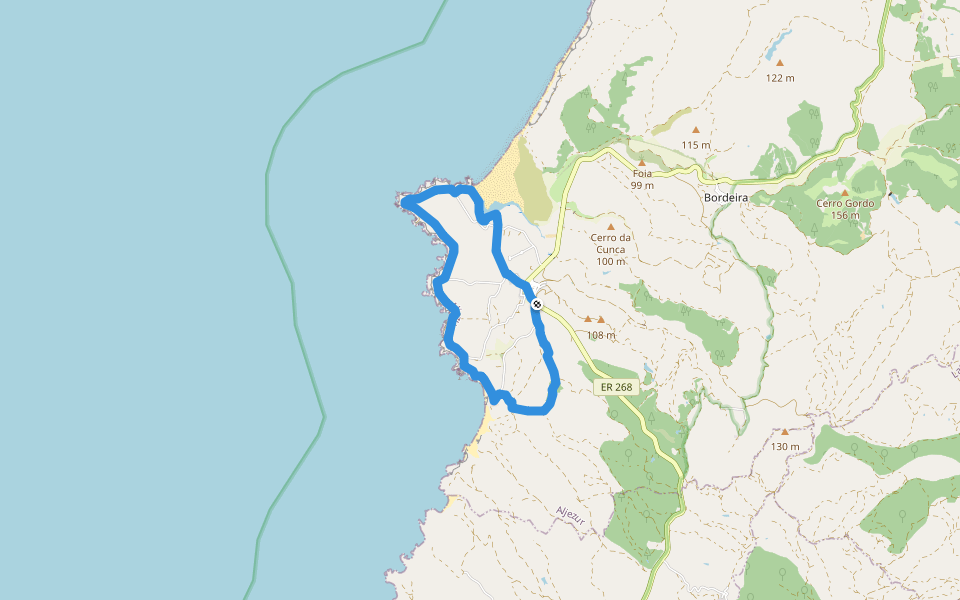 Pontal da Carrapateira walking route map in Bordeira