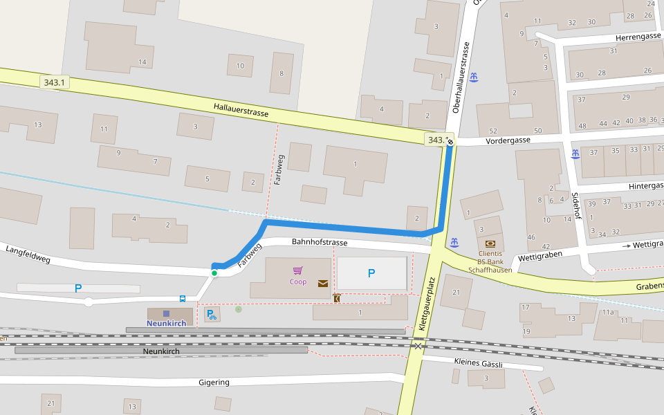 Neunkirch Bhf - Neunkirch walking route map in Neunkirch