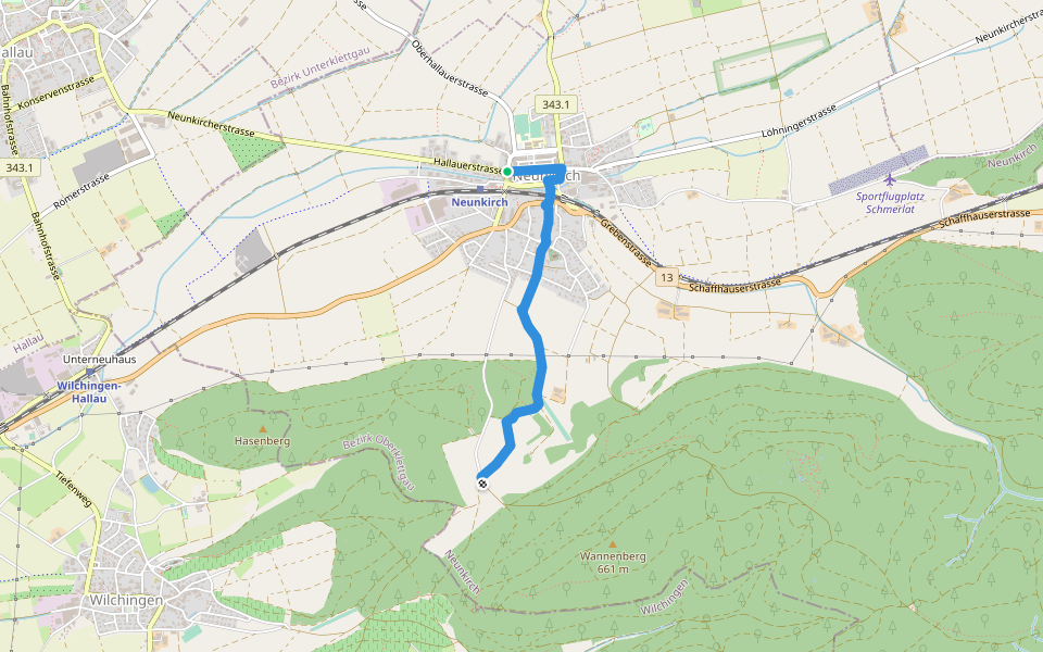Neunkirch - Armenfeldhütte walking route map in Neunkirch