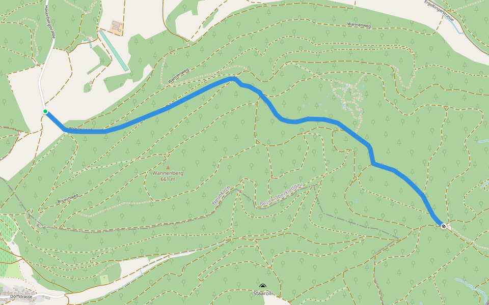 Armenfeldhütte - Wasenhütte walking route map in Neunkirch