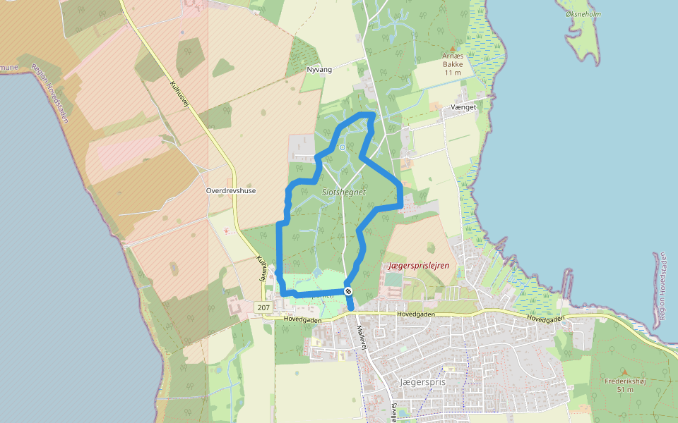 Jægerspris Hjertesti walking route map in Jægerspris