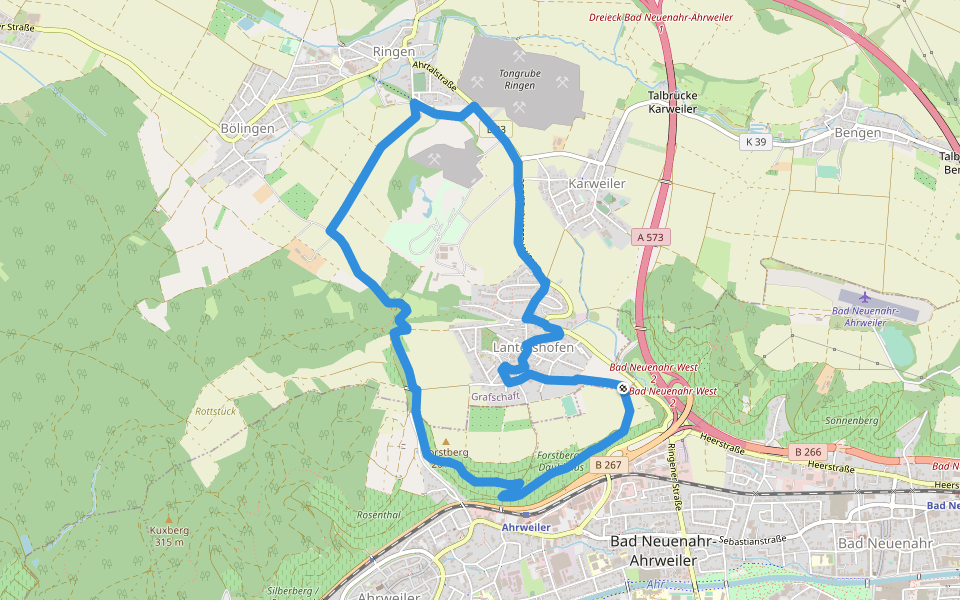 Birnen-Rundwanderweg walking route map in Grafschaft