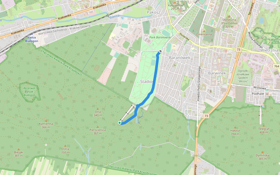 Szlak czarny ul. Szczepaniaka Pierśnienica walking route map in Konieczno