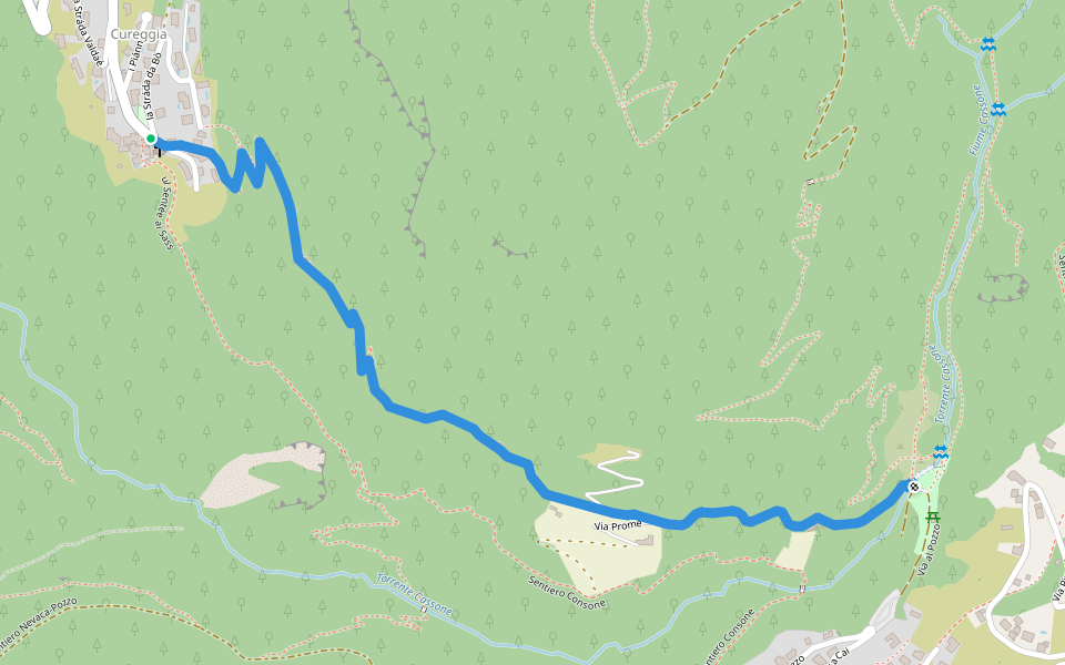 Cureggia - Bré walking route map in Lugano