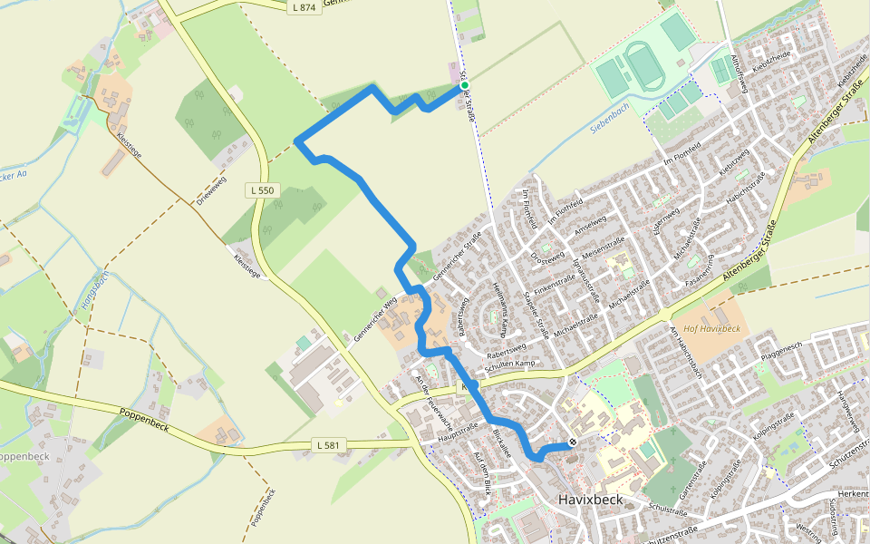 Havixbeck Rundweg H3 walking route map in Havixbeck