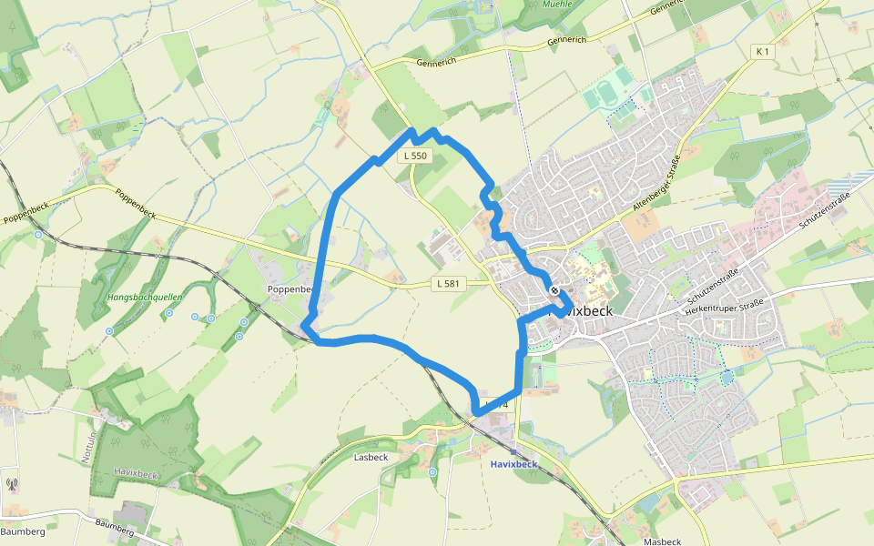 Havixbeck Rundweg H1 walking route map in Havixbeck