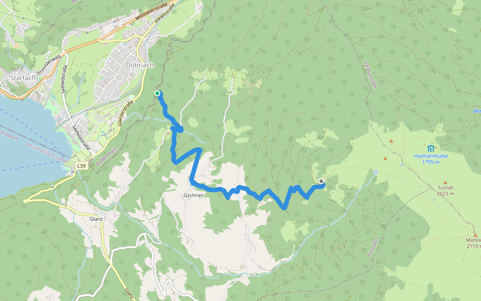 Wanderweg 188 (Döbriach - Mirnock) walking route map in Döbriach