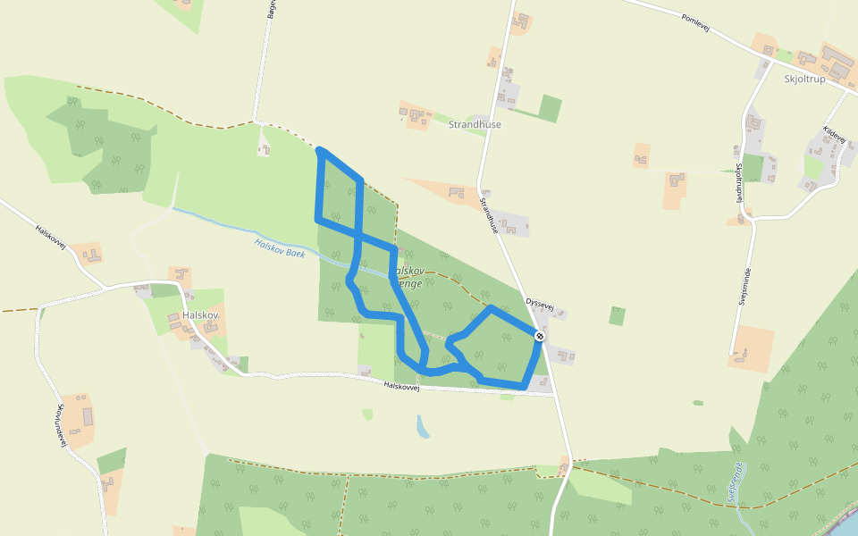 Halskov Vænge walking route map in Horbelev
