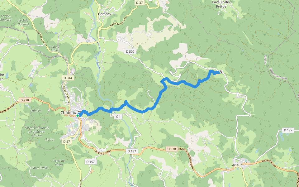 Tour du Morvan - Accès Château-Chinon walking route map in Château-Chinon(Ville)