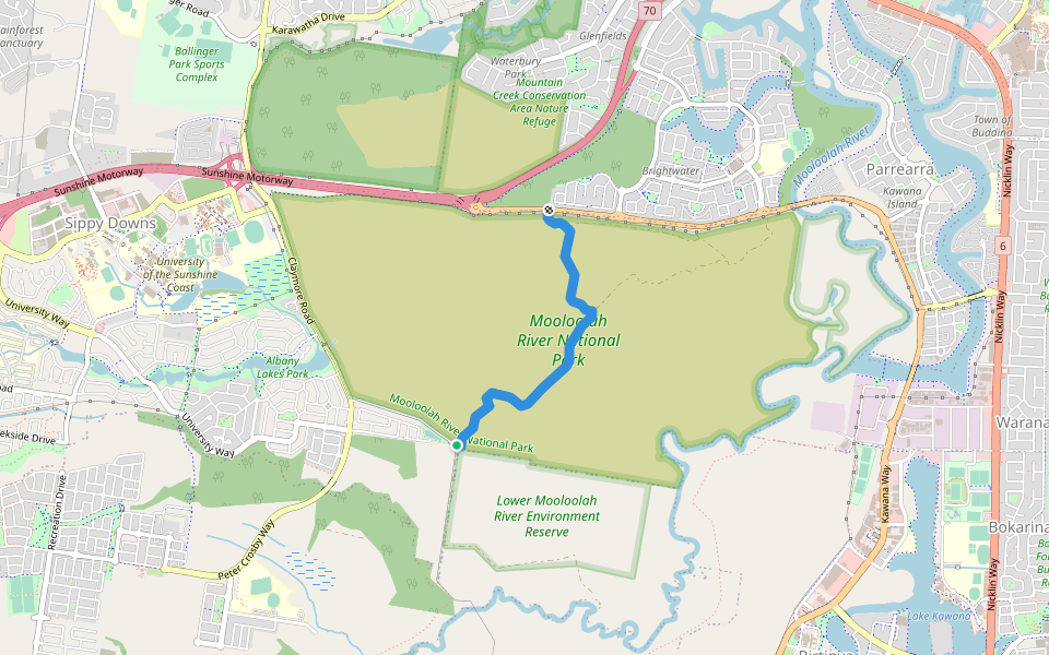 Boronia Trail walking route map in Sippy Downs