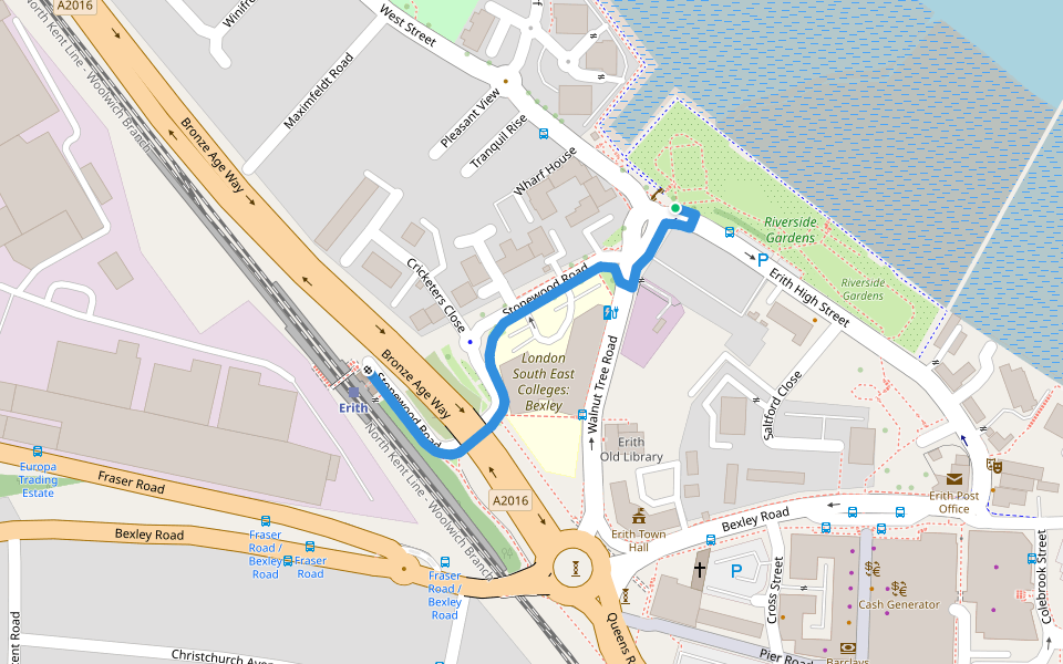 LOOP link to Erith station walking route map in Erith