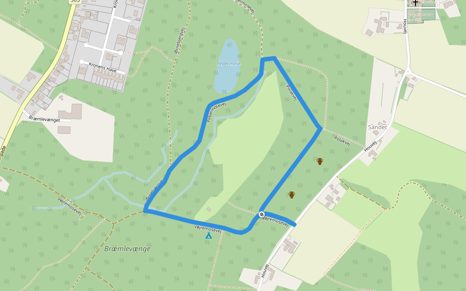 Vøjremosen rundtur walking route map in Tranekær