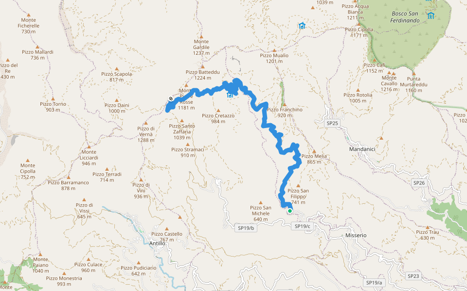 Artale Sentiero Italia walking route map in Artale
