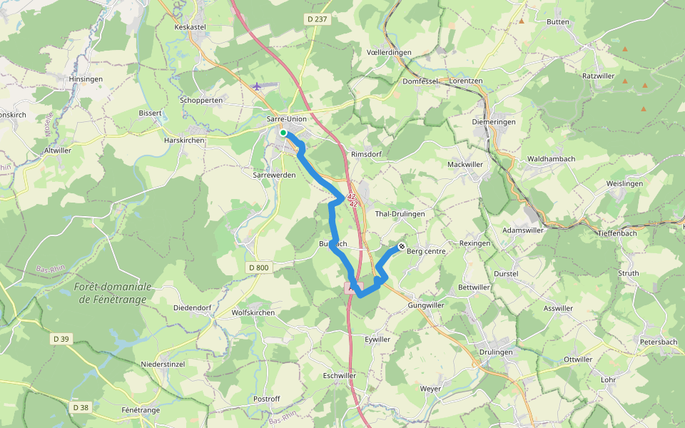 Sentier du Président Jean Braun walking route map in Sarre-Union