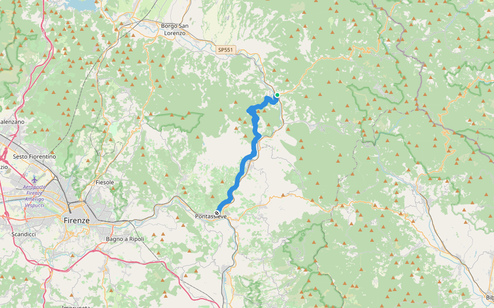 Cammino di Dante - Tappa 9 walking route map in Dicomano