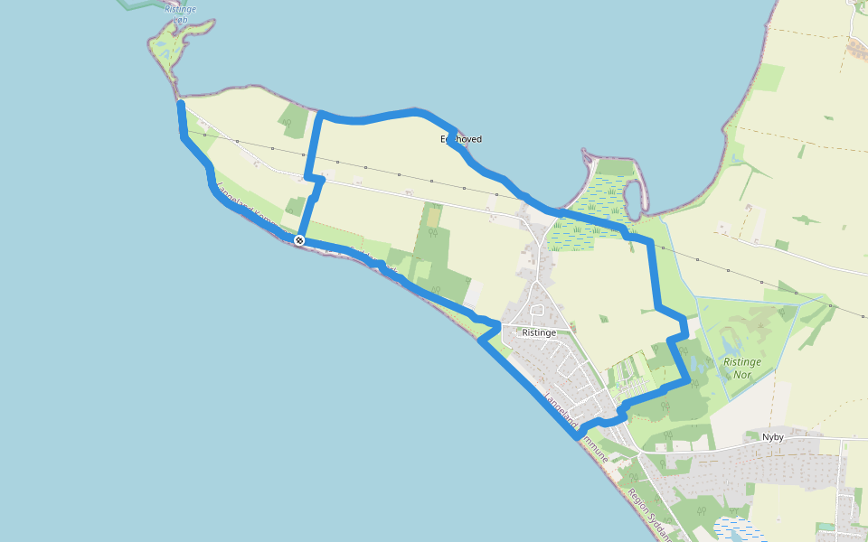 Ristinge Halvø rundtur walking route map in Humble