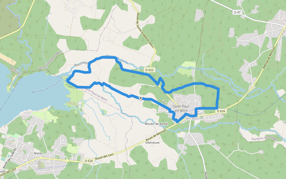Saint Paul en Born - Circuit de Saint Paul le Vieux walking route map in Saint-Paul-en-Born