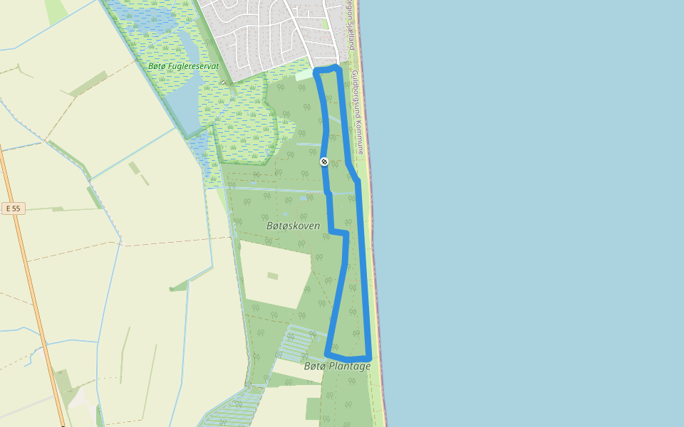 Bøtøskoven walking route map in Væggerløse