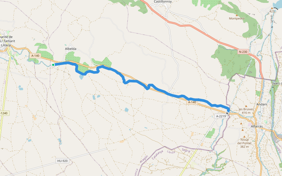 Camino Natural del Sifón de Albelda walking route map in Albelda