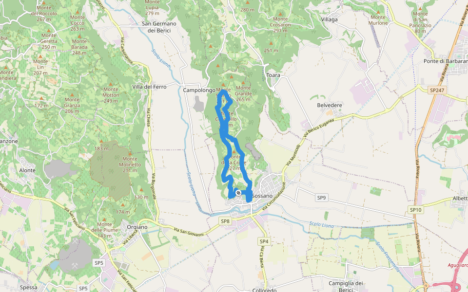 Sentiero n. 57 del Monte Cistorello walking route map in Sossano