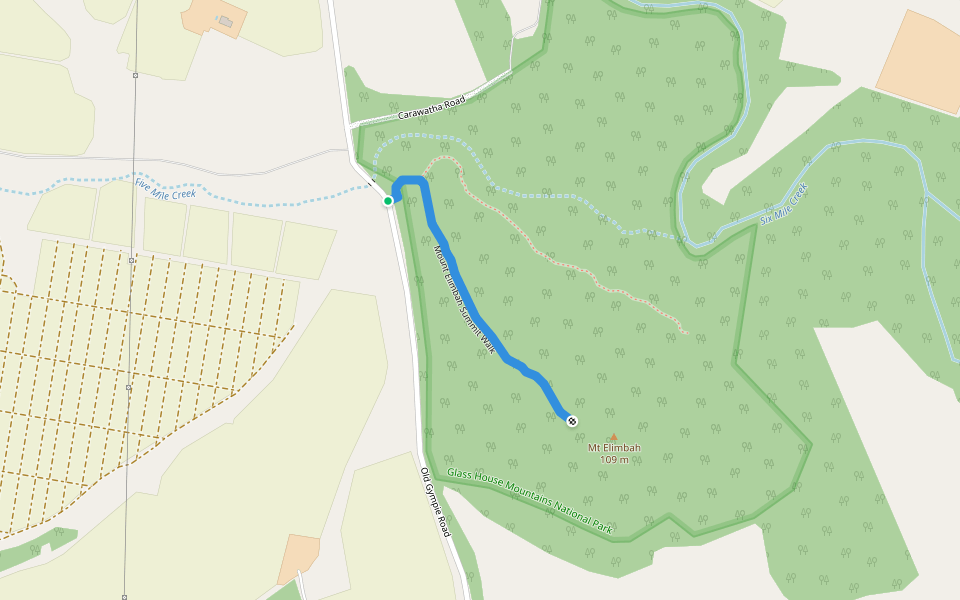 Mount Elimbah Summit Trail walking route map in Elimbah