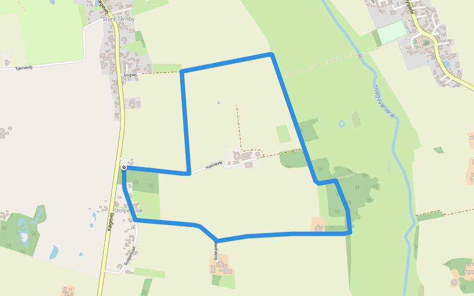 Sporene ved Store Tårnby walking route map in Hårlev