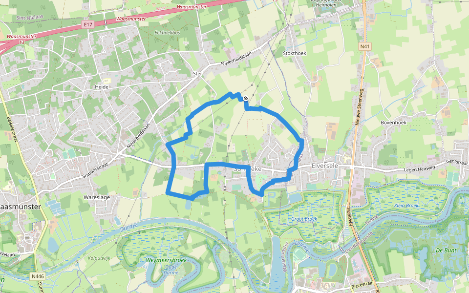 Wandelpad Edmond Verstraeten walking route map in Waasmunster
