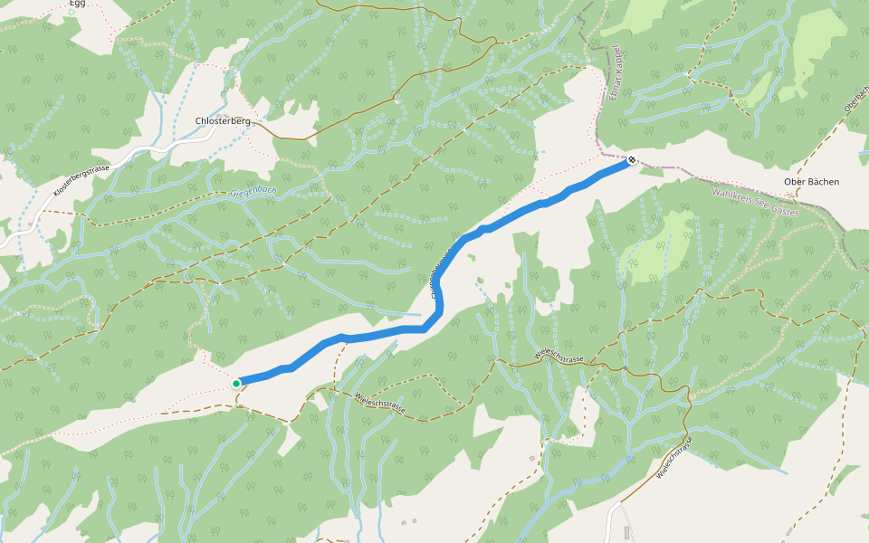 Wielsch - Breitenau walking route map in Gommiswald