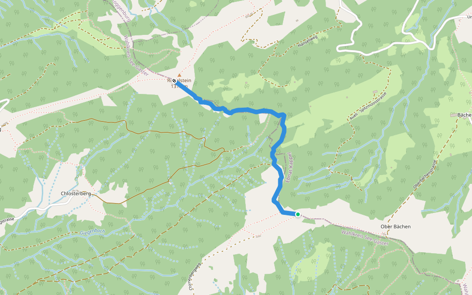 Breitenau - Regelstein walking route map in Gommiswald