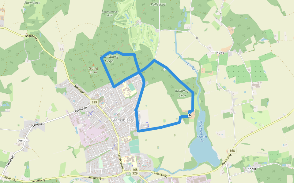 Søholmturen walking route map in Glamsbjerg