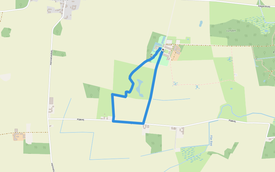 Skovsgaard - Voldstedet og Skovsgaard Mølle walking route map in Rudkøbing
