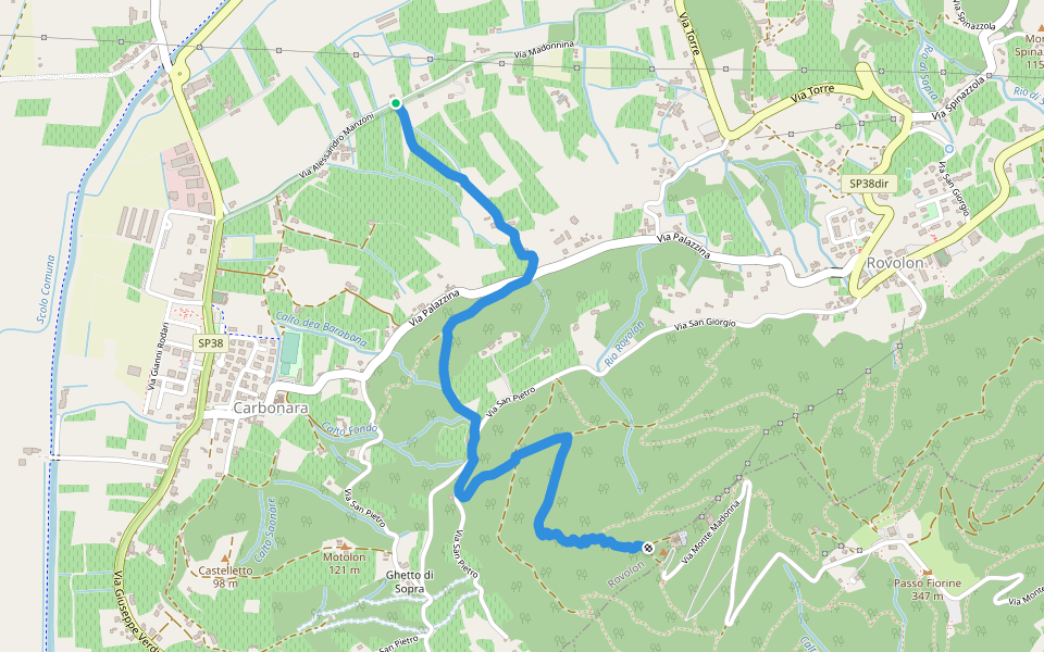 Sentiero di San Pietro walking route map in Ponte Tezze