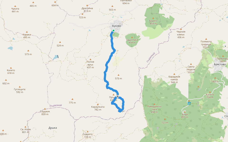 Лъвът walking route map in Bukovo