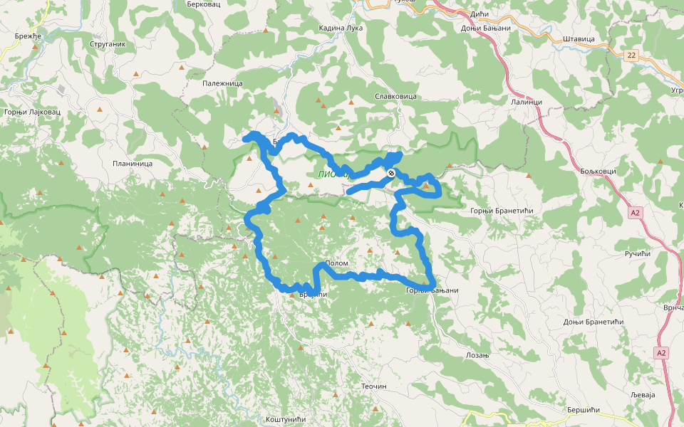 Чика Душкове рајачке стазе walking route map in Славковица