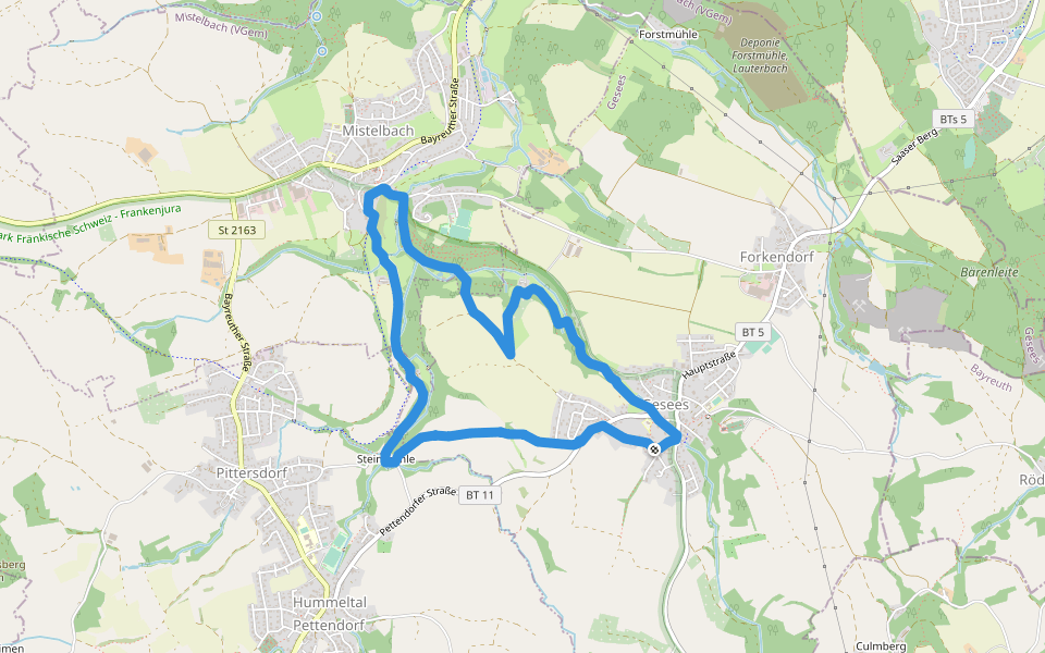 Rundwanderweg Gesees 1 walking route map in Gesees
