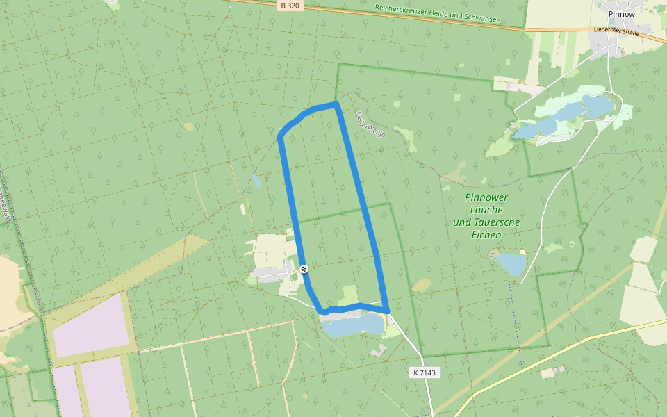 Großsee Runde walking route map in Tauer
