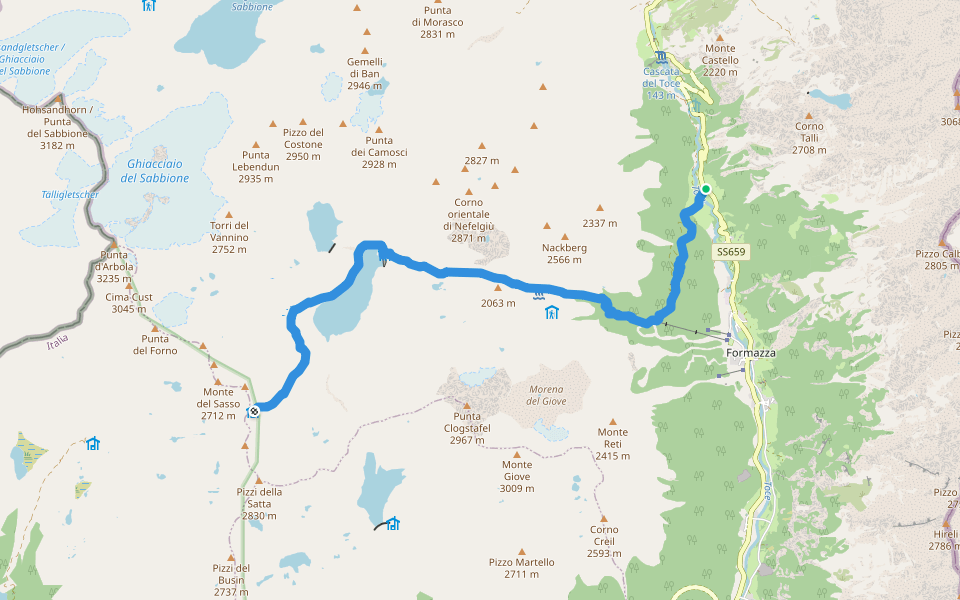 G99 - Canza - Scatta Minoia walking route map in Canza