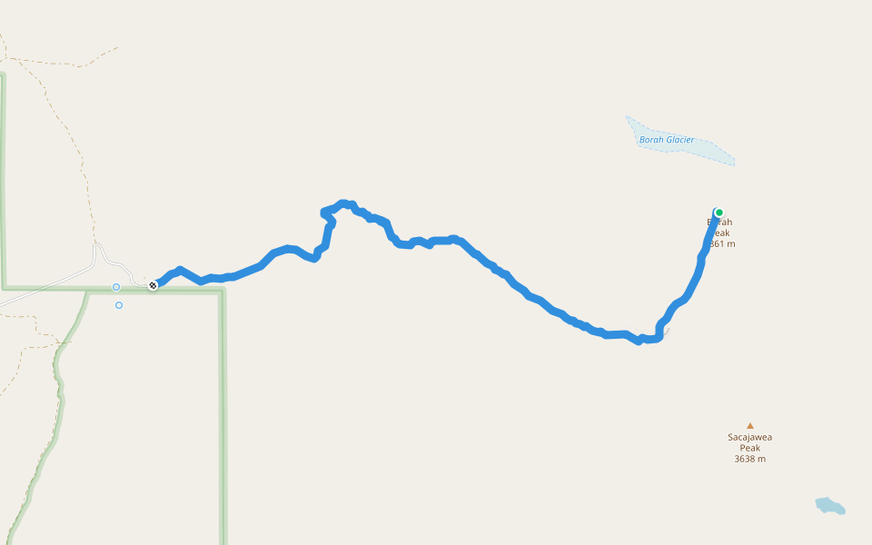 Borah Peak Trail walking route map in Mackay