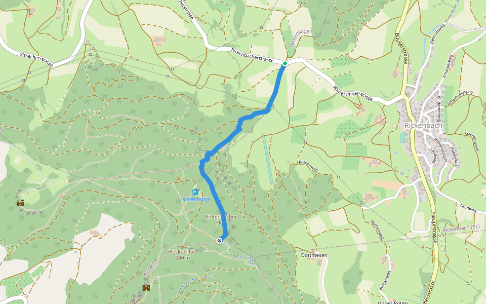 Rickenbacherhöchi - Rickenbacherflue? walking route map in Wintersingen