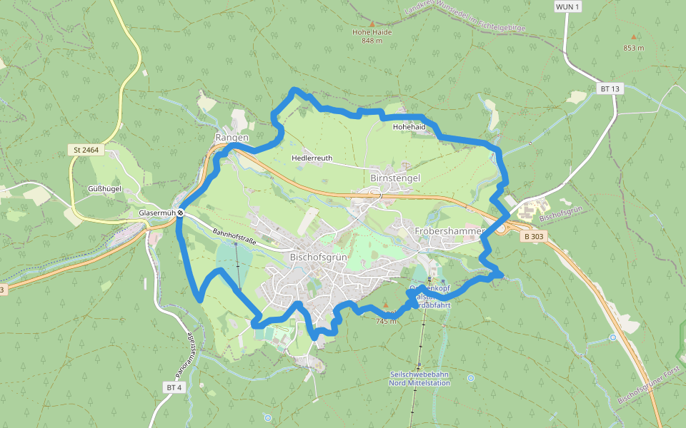 Panoramaweg Bischofsgrün walking route map in Bischofsgrün