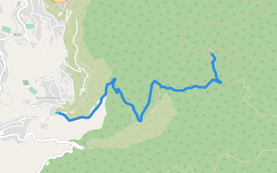 Sentiero da Petra Gruppilla walking route map in Serra Pedace