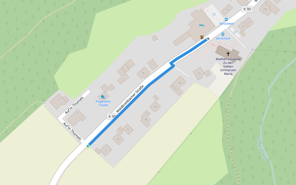 Zuweg Wäller Tour Bärenkopp -Verscheid walking route map in Breitscheid