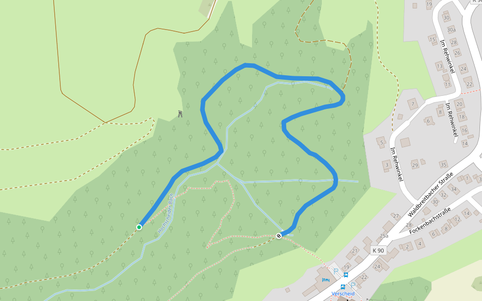 Zuweg Wäller Tour Bärenkopp (Umgehung) walking route map in Breitscheid