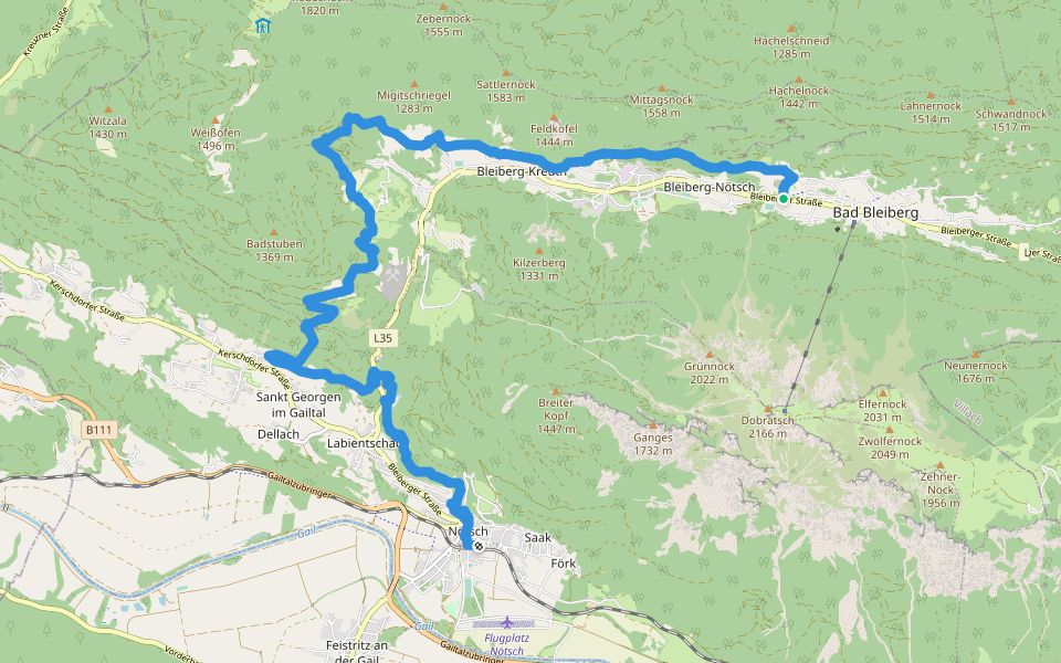 Erzberg - Unteres Gailtal walking route map in Bleiberg-Nötsch