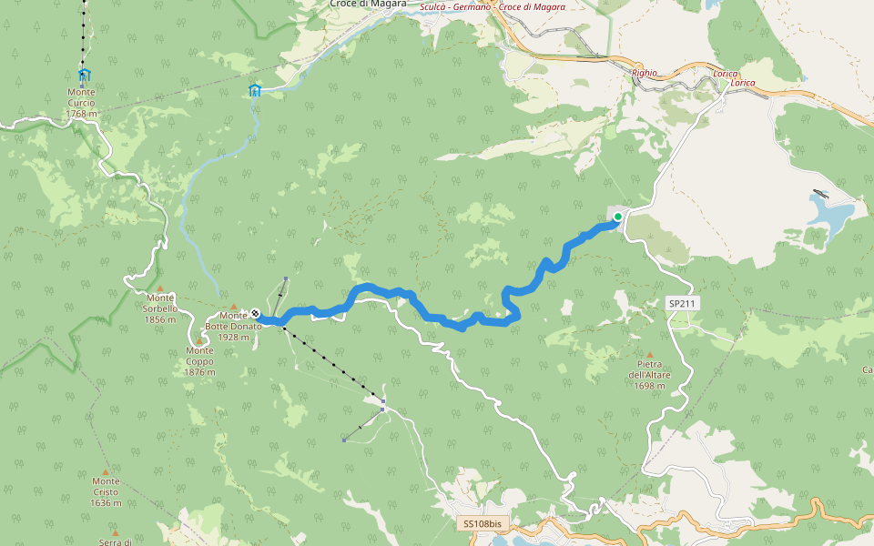 Sentiero della Croce di Grimoli walking route map in Silvana Mansio