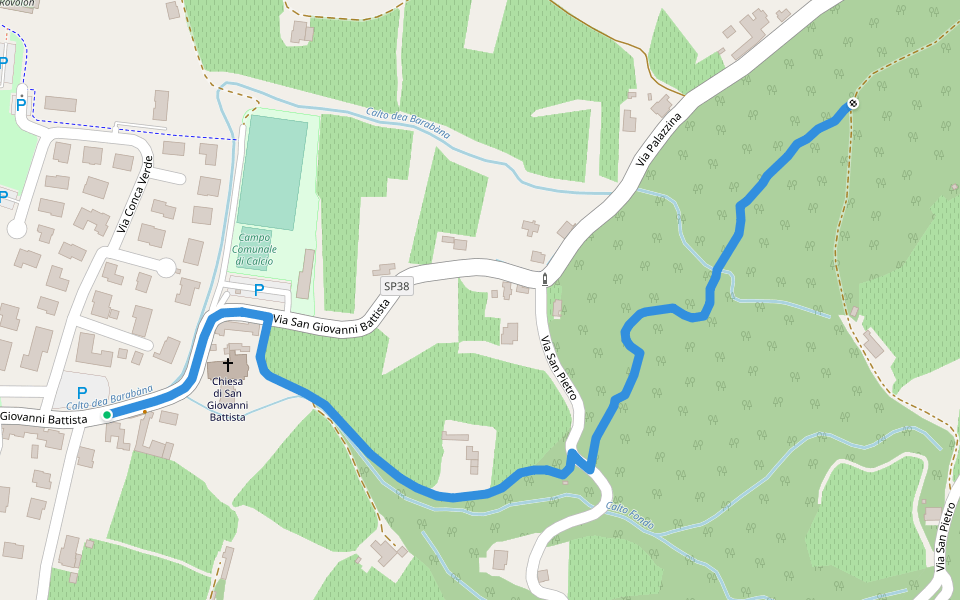 Sentiero di San Pietro variante da Carbonara walking route map in Carbonara