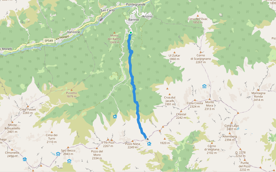 B13 walking route map in Parcineto