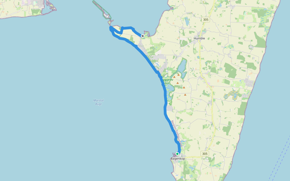 Bagenkop - Ristinge walking route map in Bagenkop